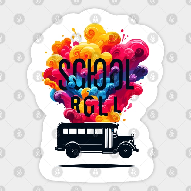 Silhouette Of A School Bus, School Roll Sticker by Vehicles-Art